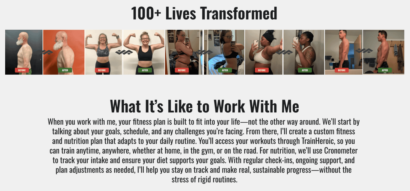 halaman website fitness joey ferraro