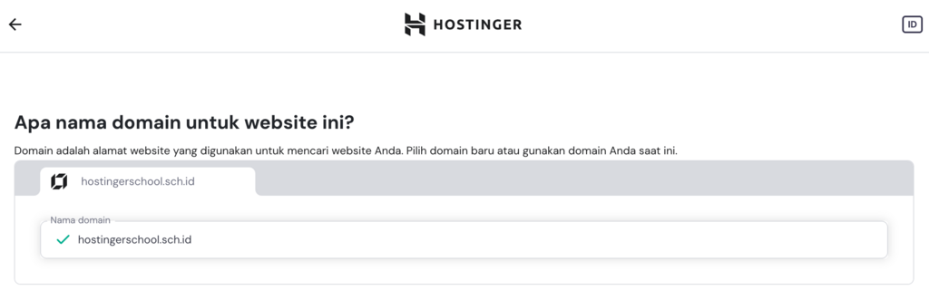 menghubungkan domain .sch.id yang sudah dibeli di onboarding hostinger