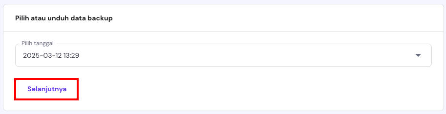 memilih opsi selanjutnya di hpanel untuk memulihkan backup file