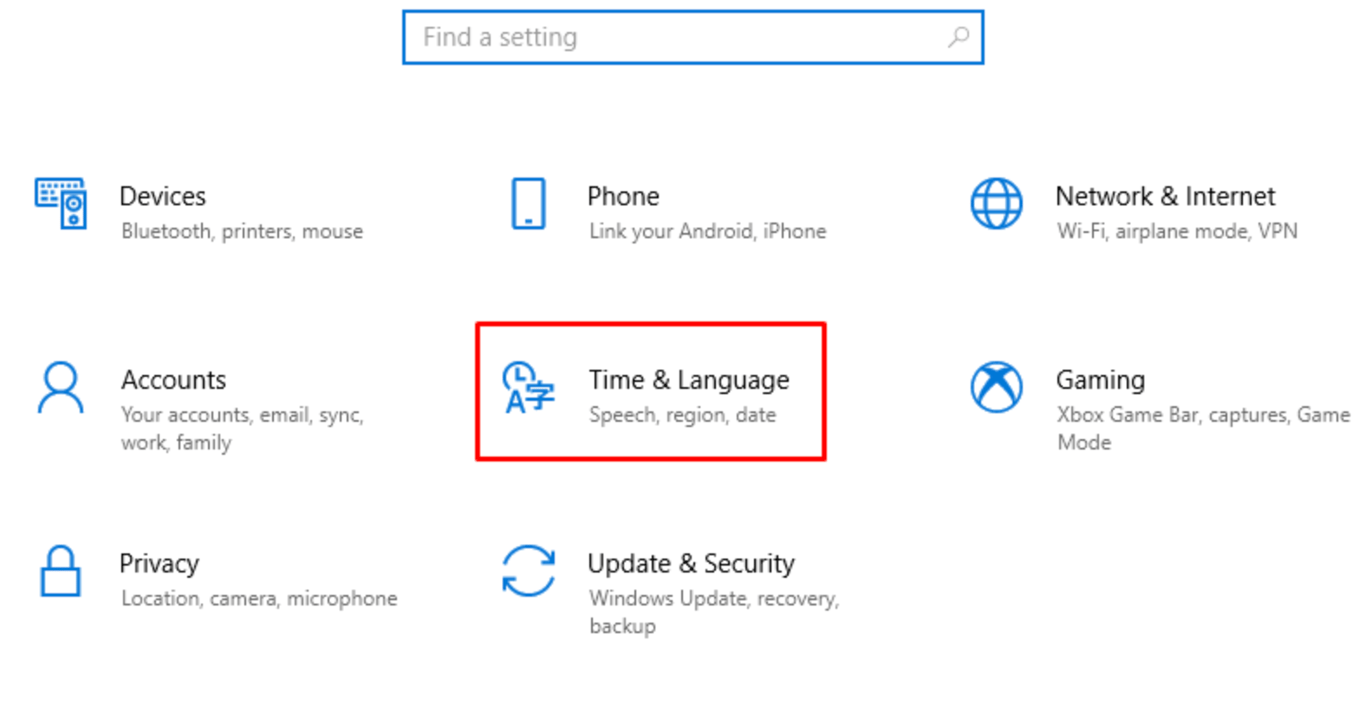 menu pengaturan waktu dan bahasa windows