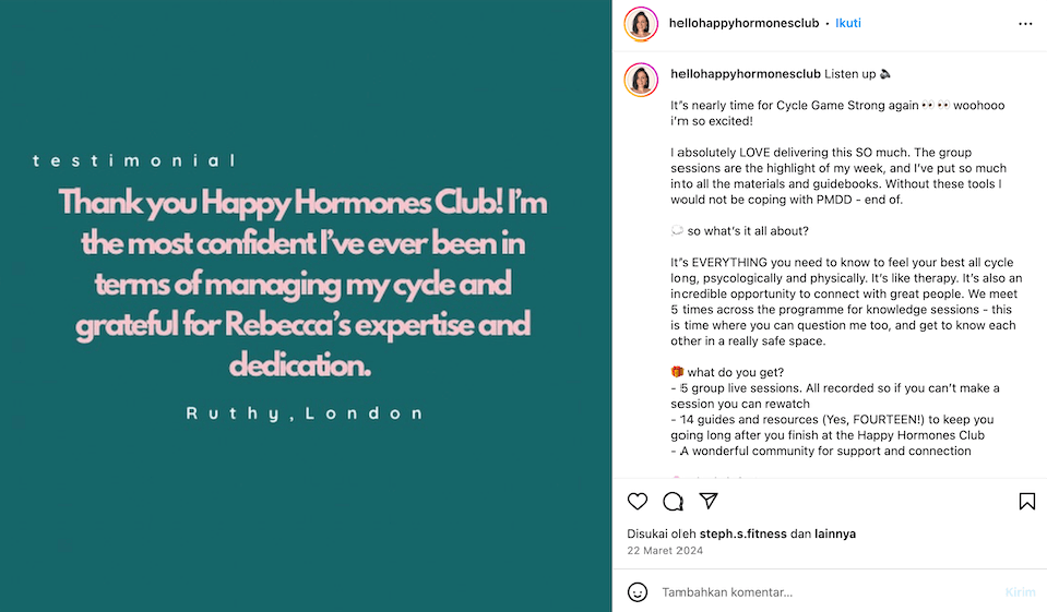 postingan Rebecca Eldridge yang mempromosikan webinarnya dengan jelas