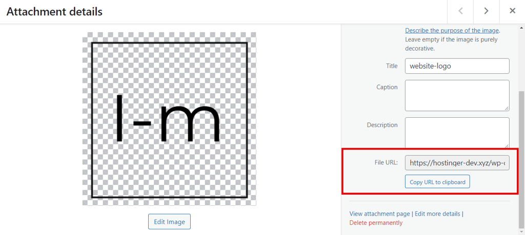bagian url file di sidebar media wordpress untuk menyalin url gambar
