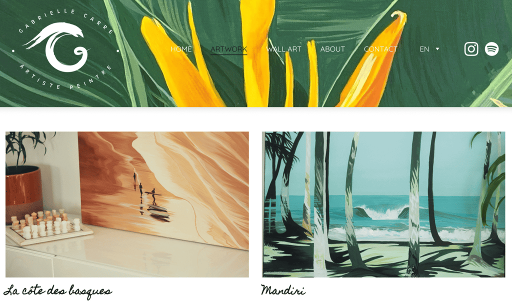 bagian galeri di website gabrielle carre