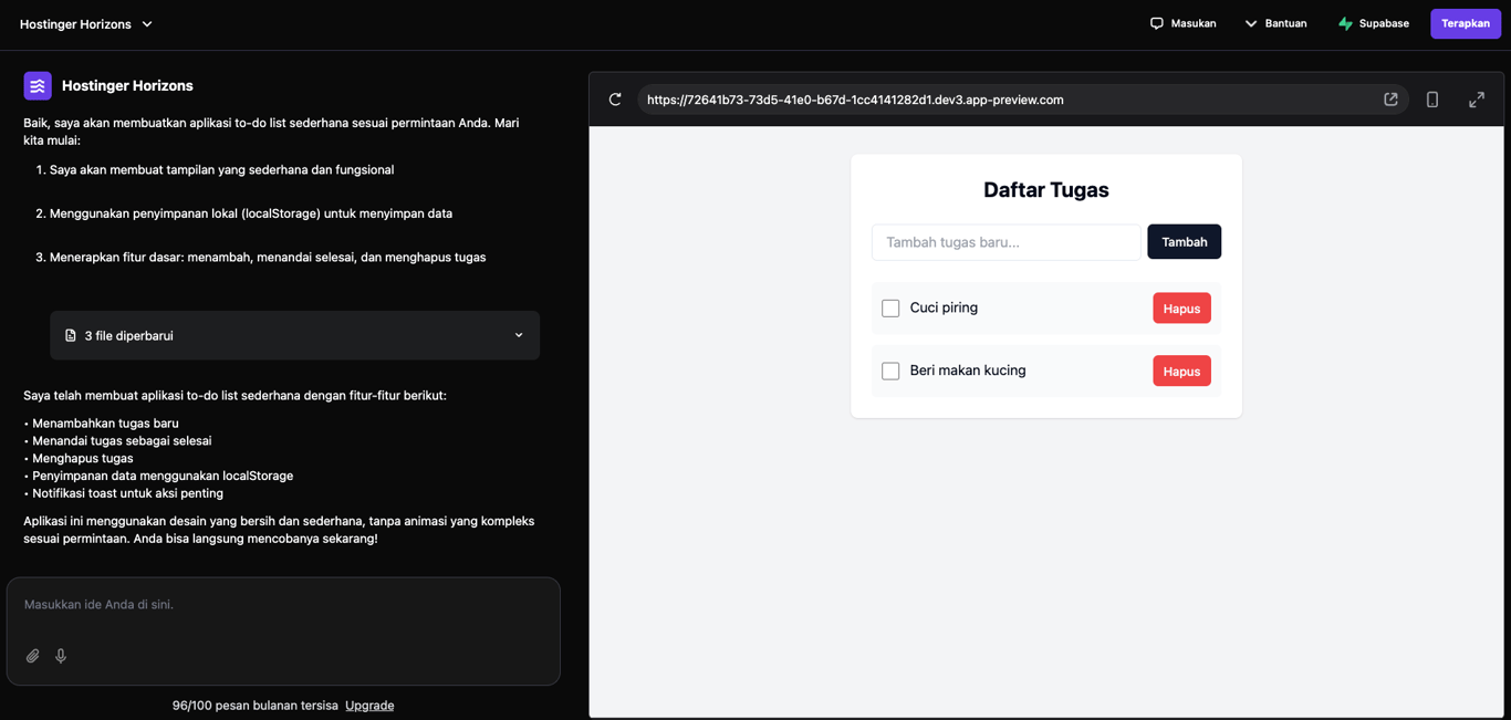 Prompt untuk menunjukkan cara memasukkan batasan dan preferensi