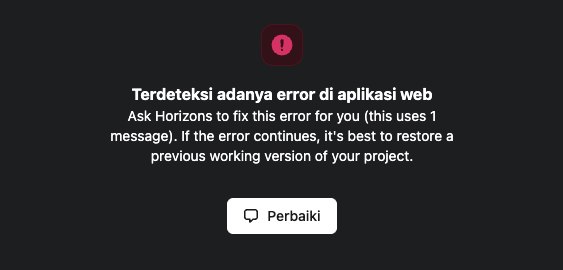 tombol perbaiki yang muncul saat terjadi error di hostinger horizons