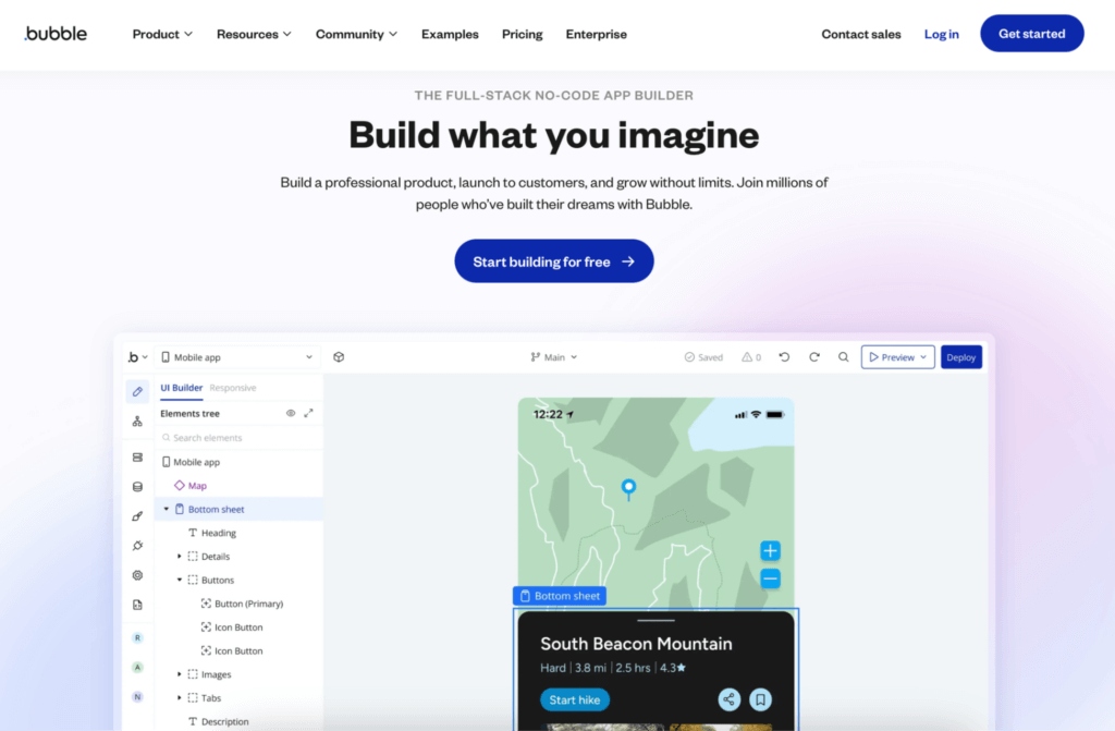 homepage Bubble, tool pembuatan aplikasi web tanpa coding