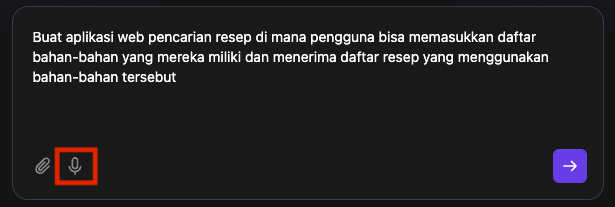 tombol voice command untuk prompt hostinger horizons