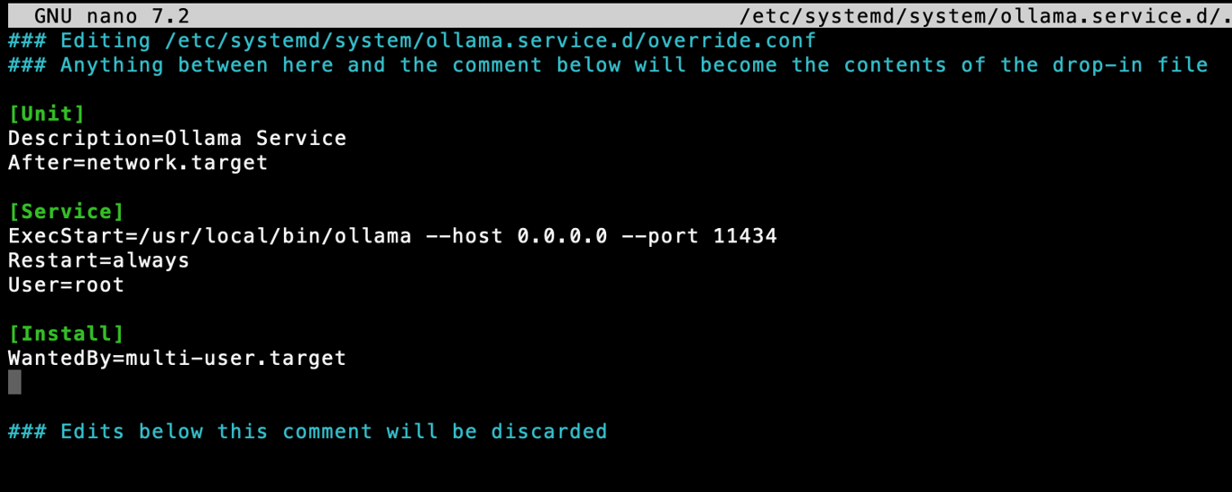 membuat file layanan systemd untuk menjalankan Ollama secara otomatis saat boot server