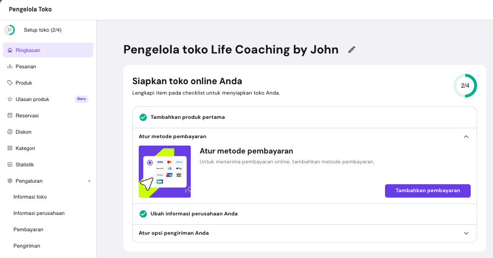 checklist setup toko di hostinger website builder