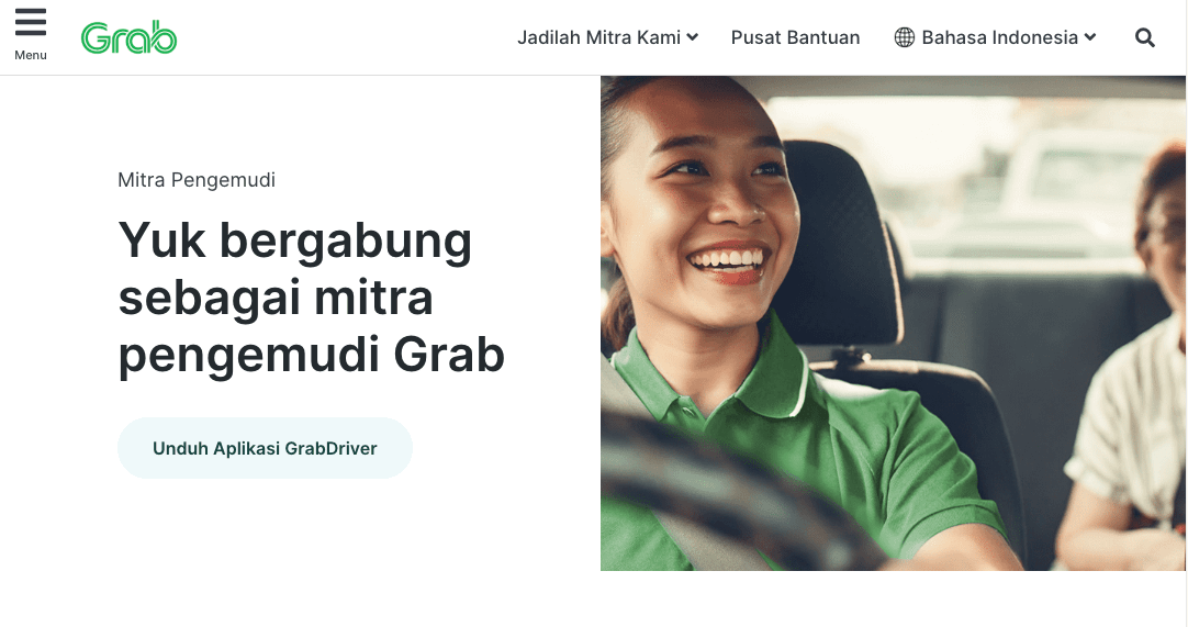 homepage website grab driver