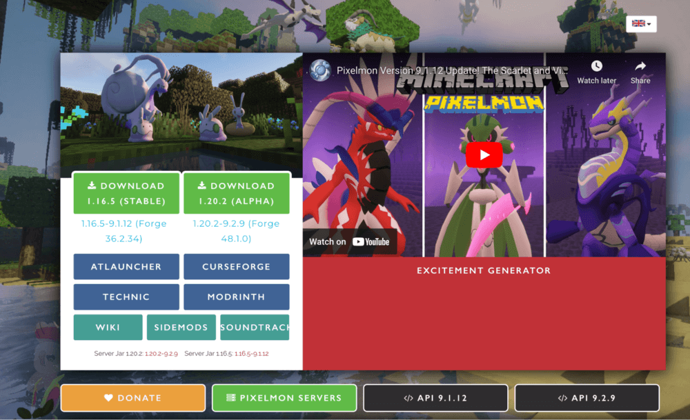halaman download pixelmon menampilkan informasi file