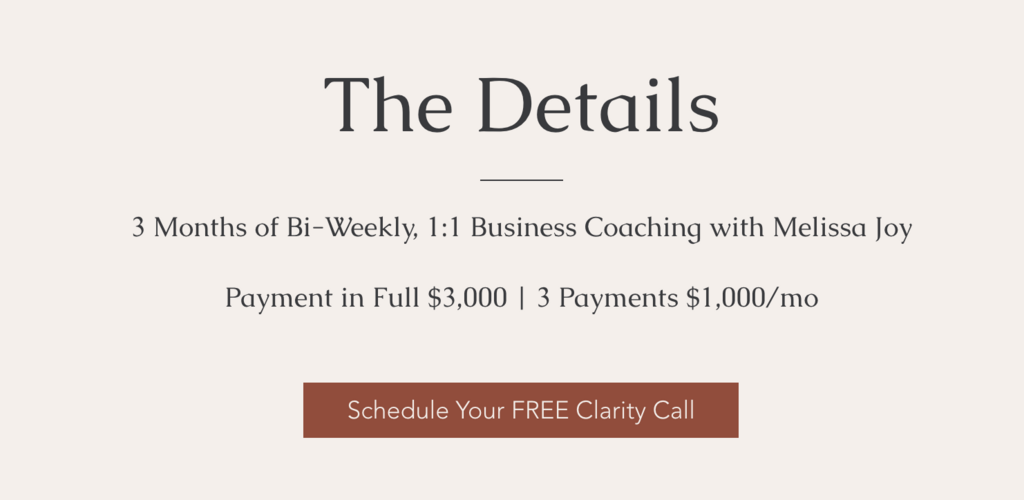 ketentuan pembayaran layanan coaching di website melissa joy