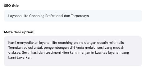 Mengedit judul SEO dan deskripsi meta di Website Builder Hostinger