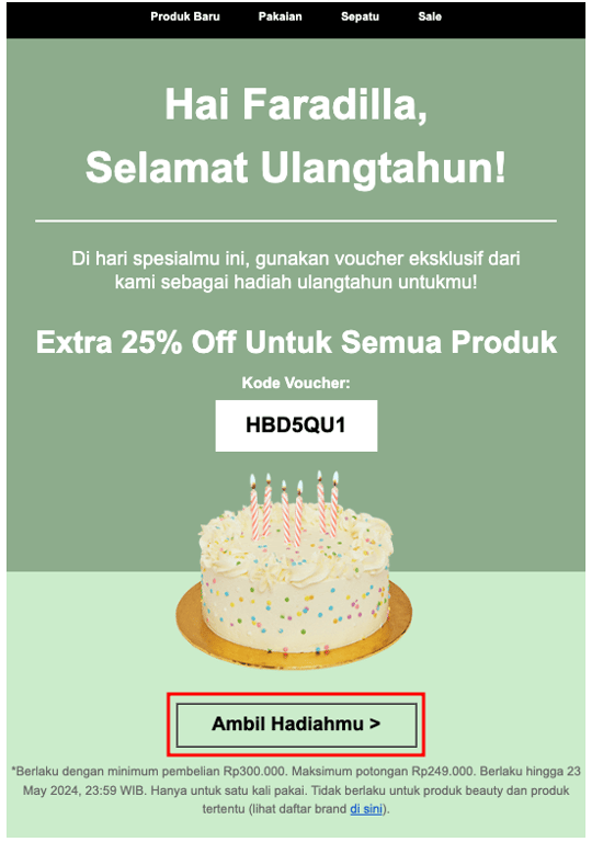 contoh email marketing dengan CTA