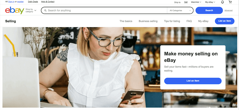 Landing page penjual eBay