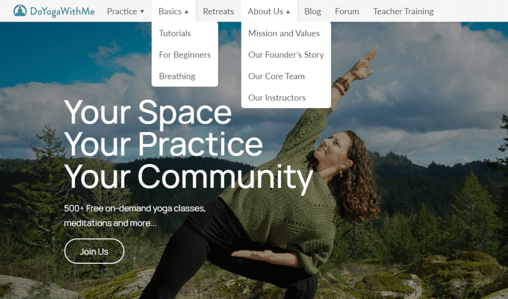 Hierarki halaman di website DoYogaWithMe