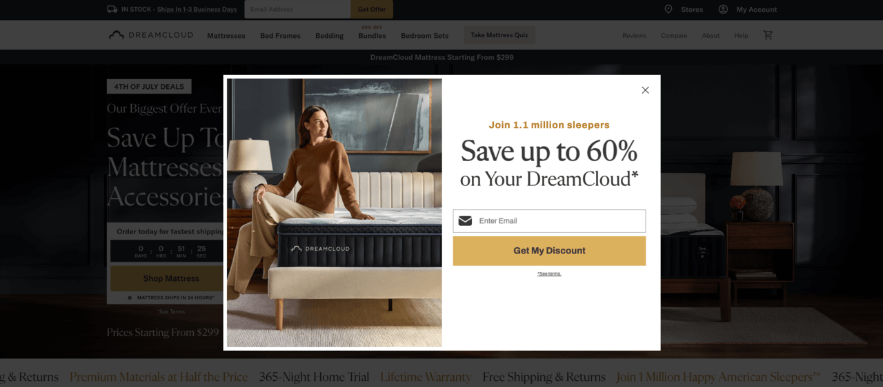 splash page website dreamcloud menampilkan formulir subscribe