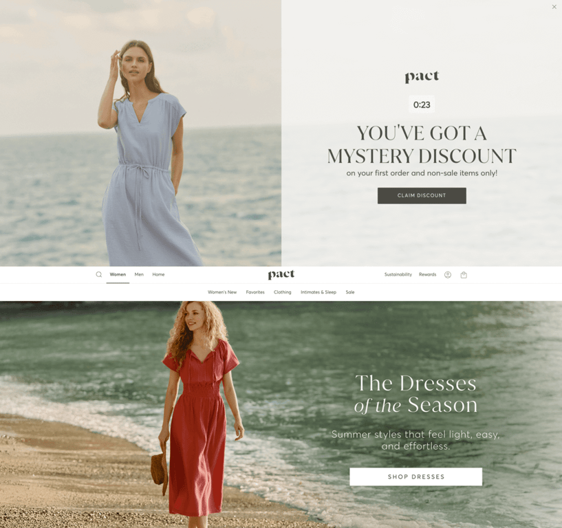 perbandingan splash page dan homepage Pact