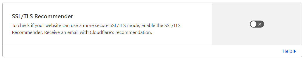 Opsi rekomendasi SSL/TLS untuk Cloudflare.