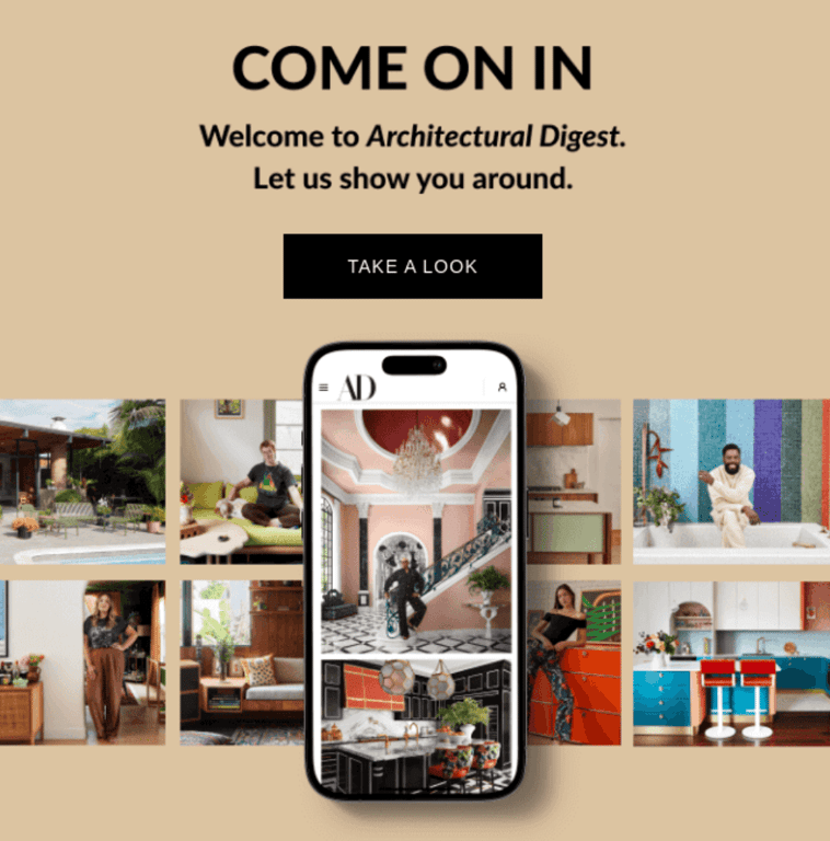 Email selamat datang dari Architectural Digest