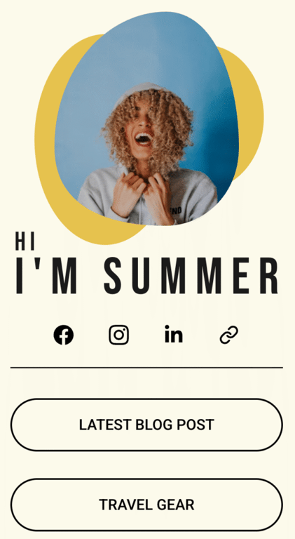 Contoh halaman tautan di bio untuk content creator