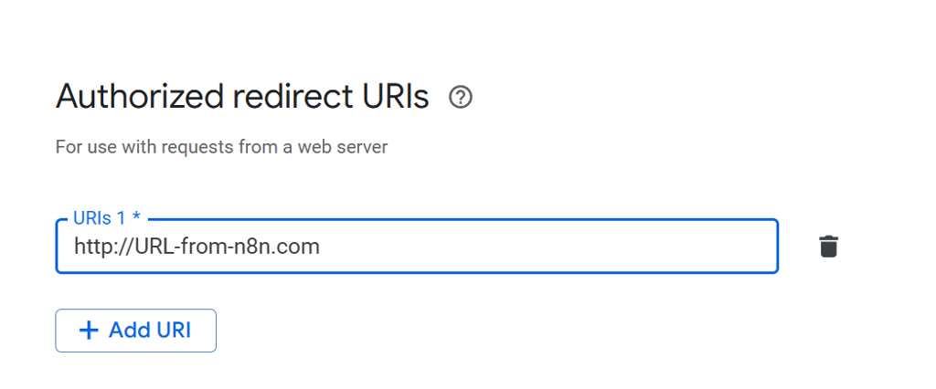 Menu konfigurasi URI Google Developer Console