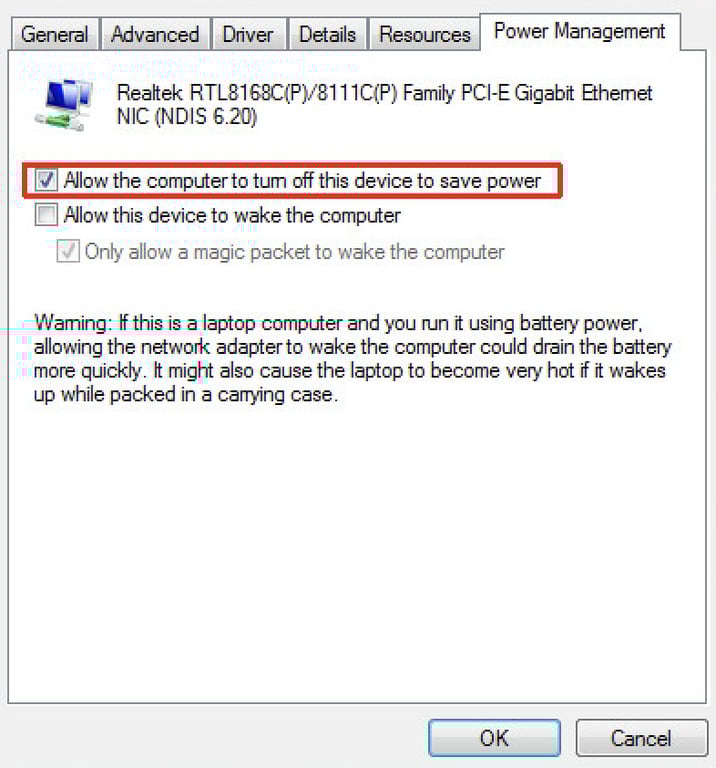 Opsi power management di windows untuk menonaktifkan mode hemat daya