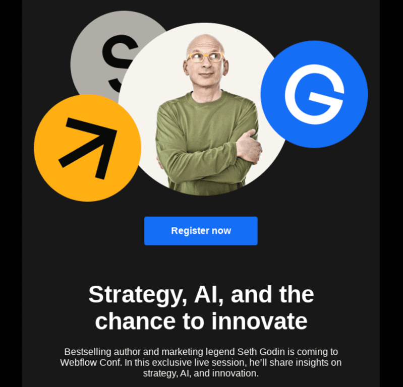 Email pendaftaran webinar Webflow Conf