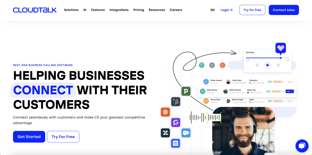 Homepage penyedia nomor virtual Cloudtalk