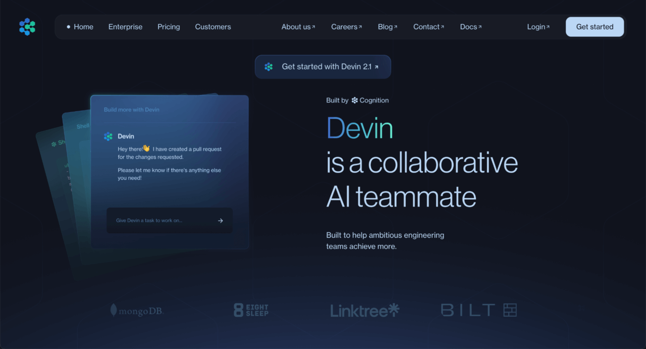 Homepage Devin AI