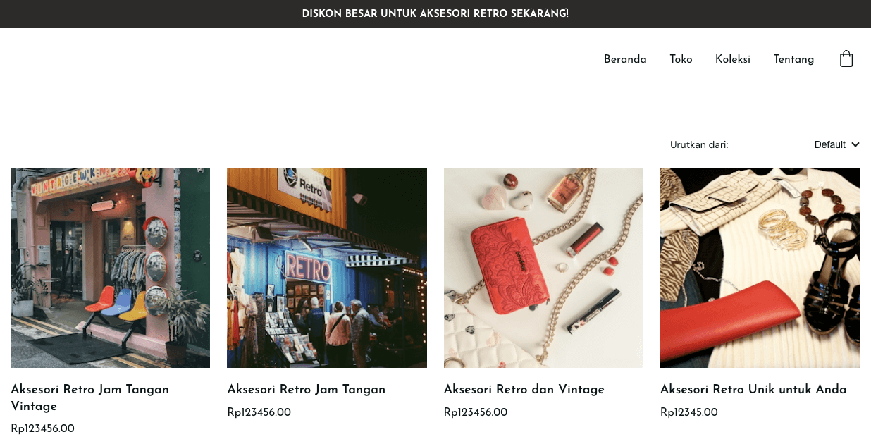 Contoh halaman produk