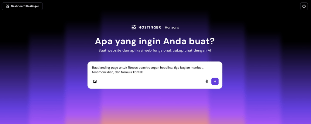 Halaman prompt Hostinger Horizons