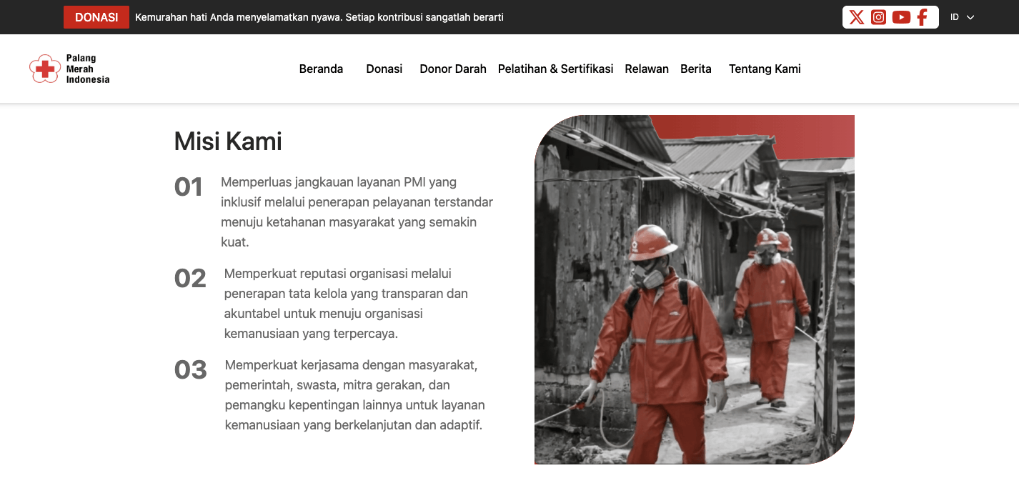 Halaman misi website PMI