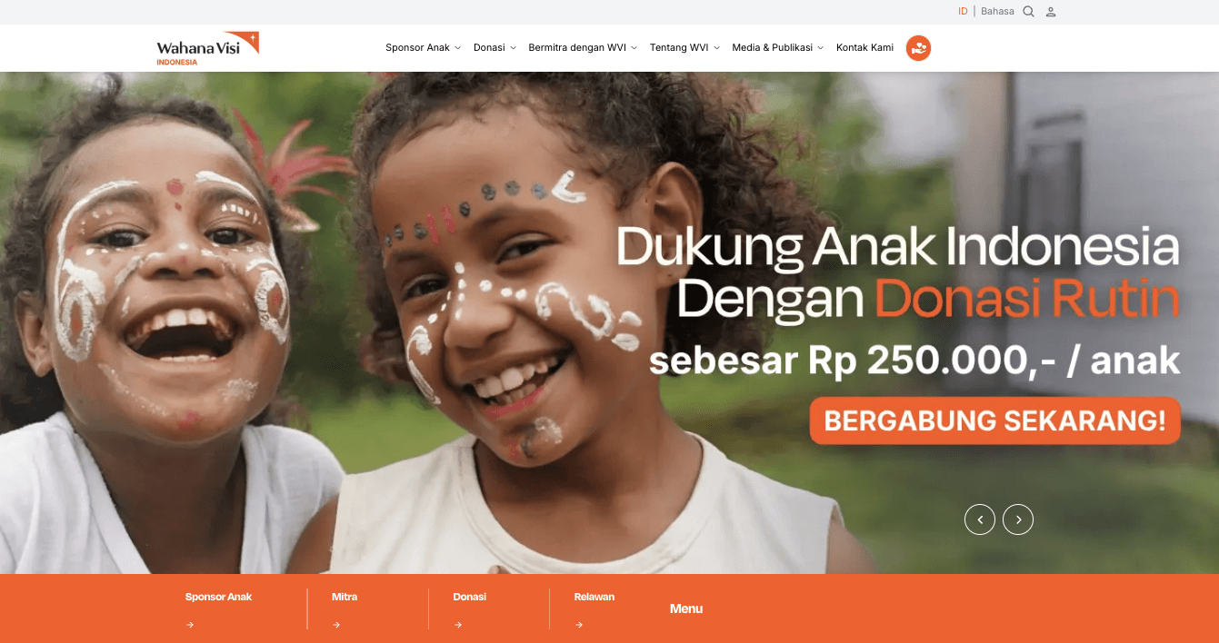 Homepage website Wahanavisi yang menggunakan domain .ORG