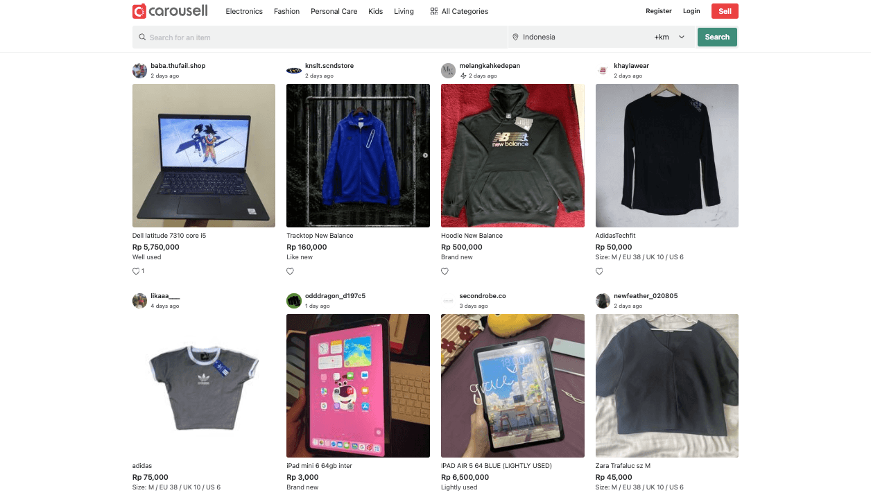 homepage carousell indonesia