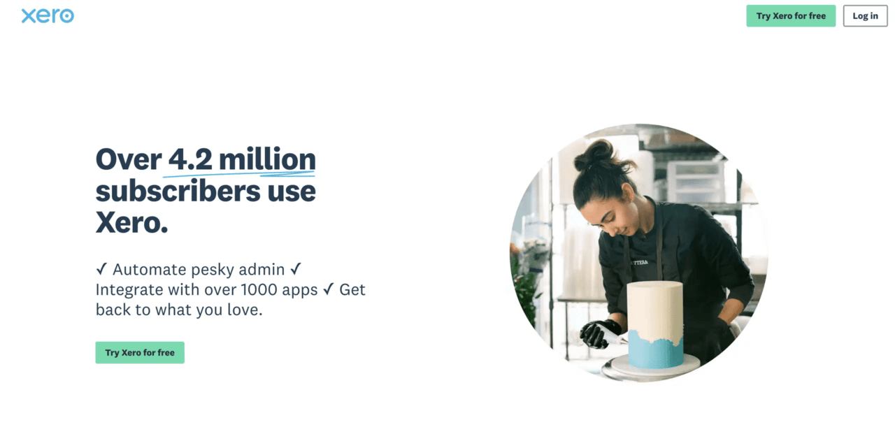 Website Xero yang mempromosikan software akuntansi