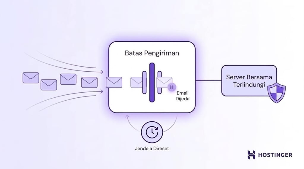 Diagram visual mengenai batasan pengiriman email