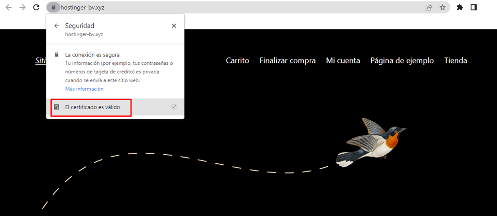 El certificado es válido en Chrome