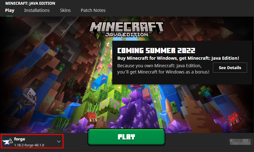 Comprobar que forge este seleccionado en minecraft