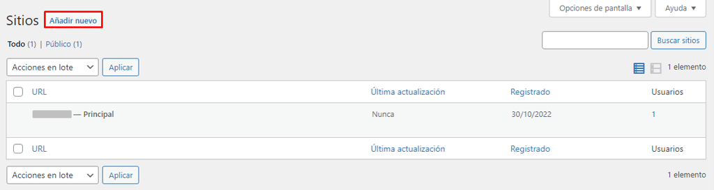 Añadir un sitio al multisitio en WordPress
