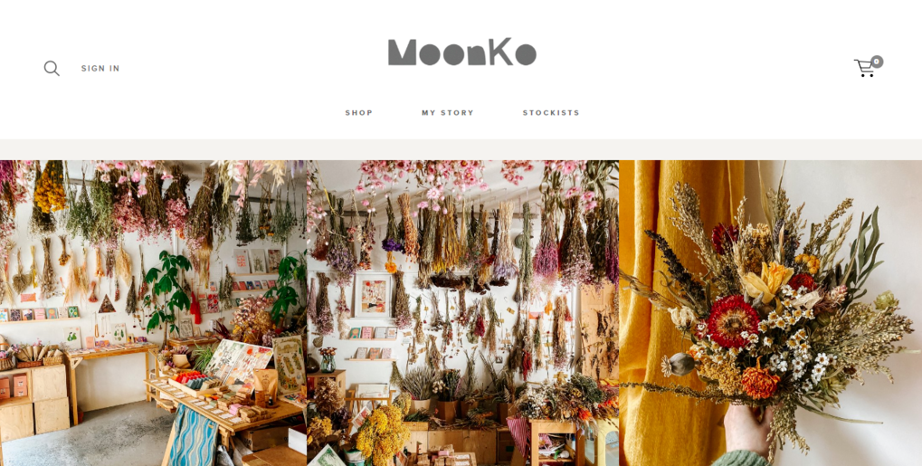 P&aacute;gina de inicio del sitio web de artesan&iacute;as MoonKo
