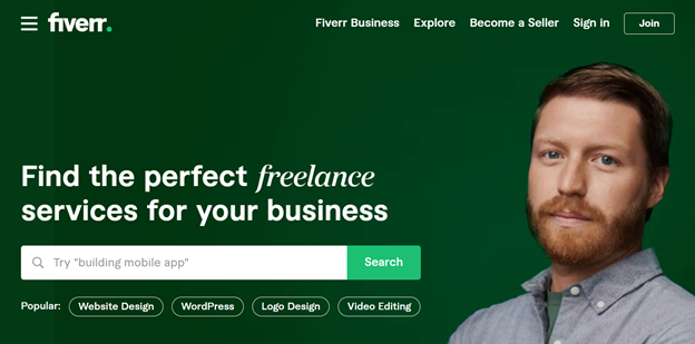 Página de inicio de Fiverr
