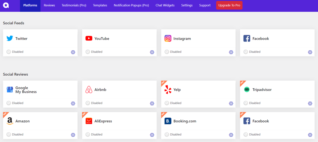 Ajustes de WP Social Ninja