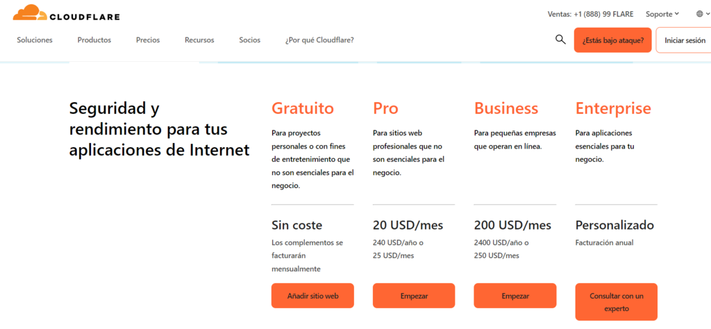 Planes de Cloudflare
