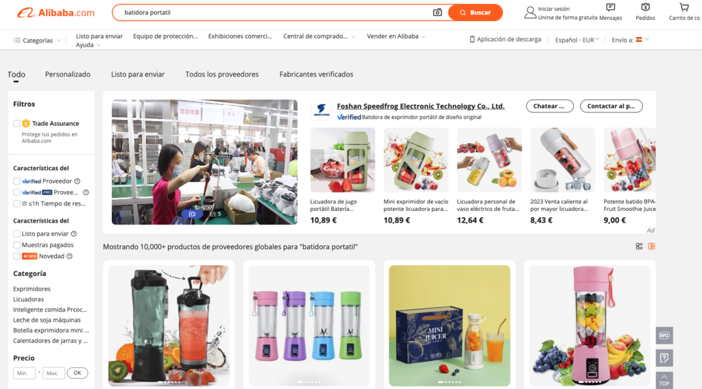 Batidora portátil en Alibaba