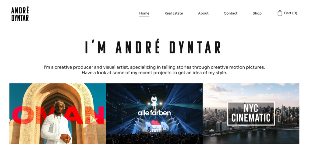 Ejemplo de sitio web profesional Andr&eacute; Dyntar