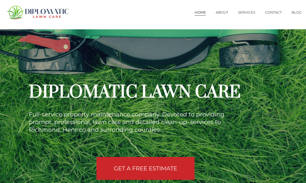 P&aacute;gina web de Diplomatic Lawn Care