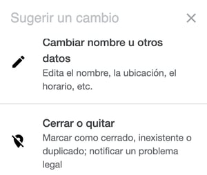 Opción para reportar GMB inapropiado en Google
