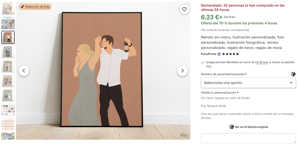 Ejemplo de impresiones art&iacute;sticas para vender en Etsy