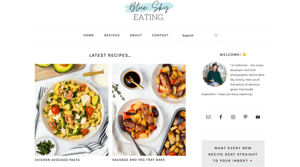 Sitio web personal Blue Sky Eating